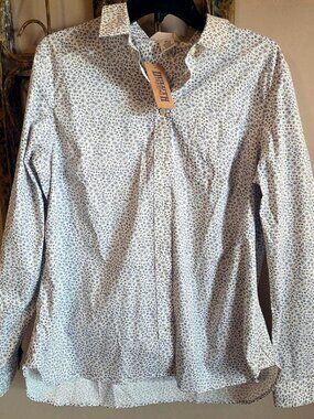 Duluth Trading Co Women's Wrinklefighter Button Up Shirt Blue Floral XL NWT